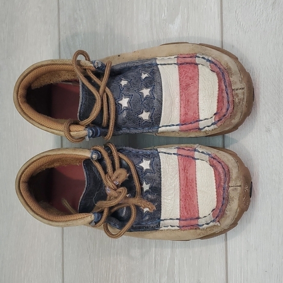 Twisted X Kids Boys Moc Hi Top American Flag Driving Shoes sz 12 - Picture 3 of 12